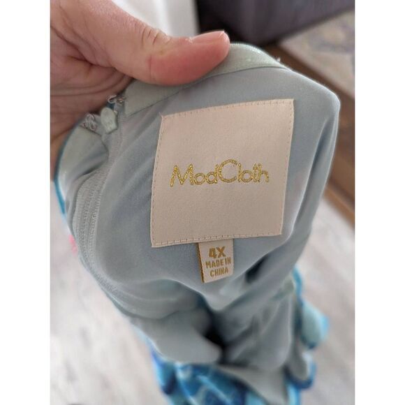 Modcloth Blogger The Better Cactus Halter Dress women's sz 4X blue green cactus - Picture 4 of 12